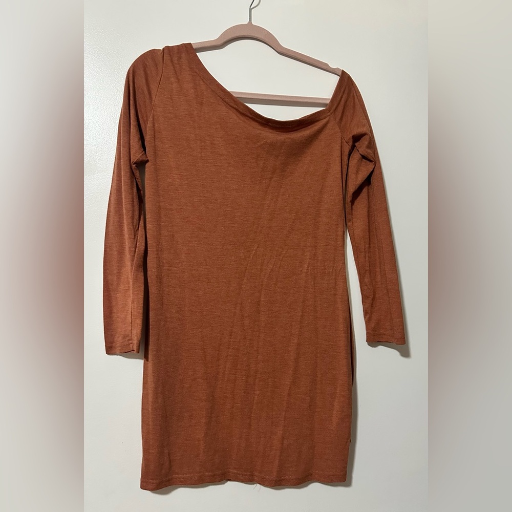 Rust Orange Off-Shoulder Dress